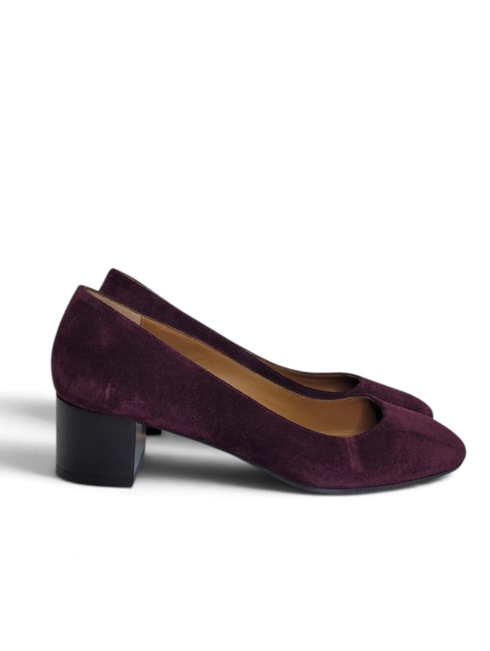 Aquatalia Suede Block Heel Pumps 7 Oxblood Burgundy